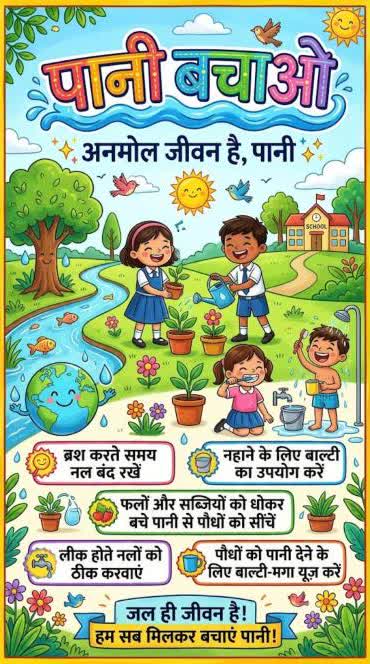 Paani Bachao poster made by Gemini in Hindi script